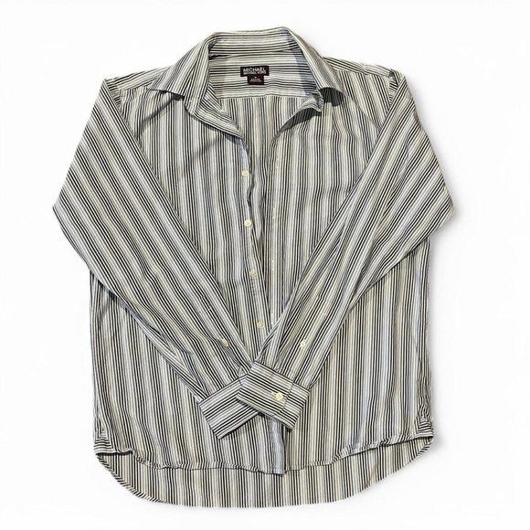 Men’s MICHAEL Michael Kors size medium blue striped button up long sleeve shirt - Picture 1 of 5